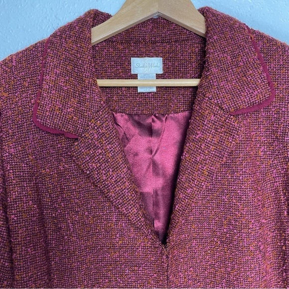 VTG Studio works pink & red tweed style blazer/jacket with tulle ruffle details - Picture 7 of 8
